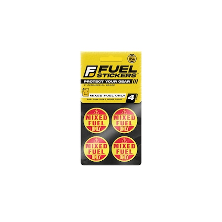 Fuel Stickers Mixed Fuel Sticker, 2-Cycle Label: Fuel Can & Outdoor Power Equipment, Hvy-Dty, 1'' Dia, 4PK Z-1RMFO-4PK